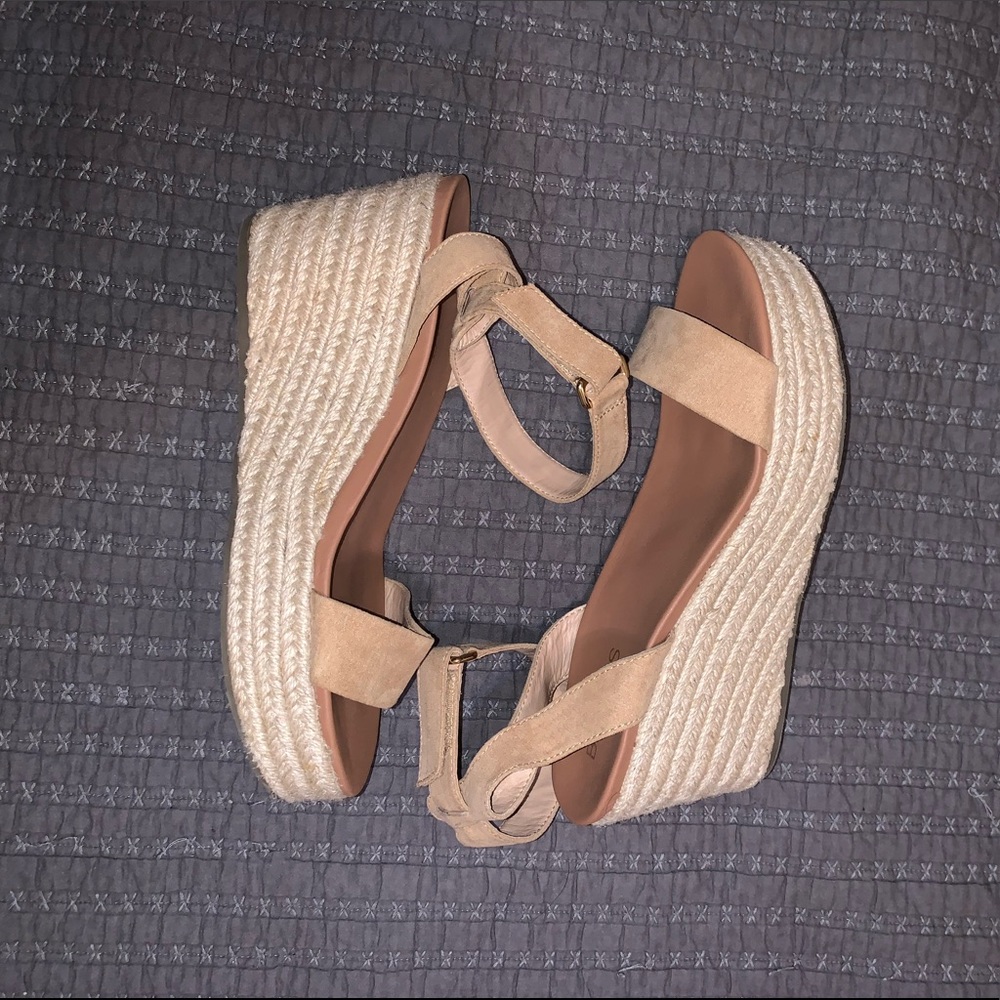 Tan Platform Espadrilles with Ankle Strap